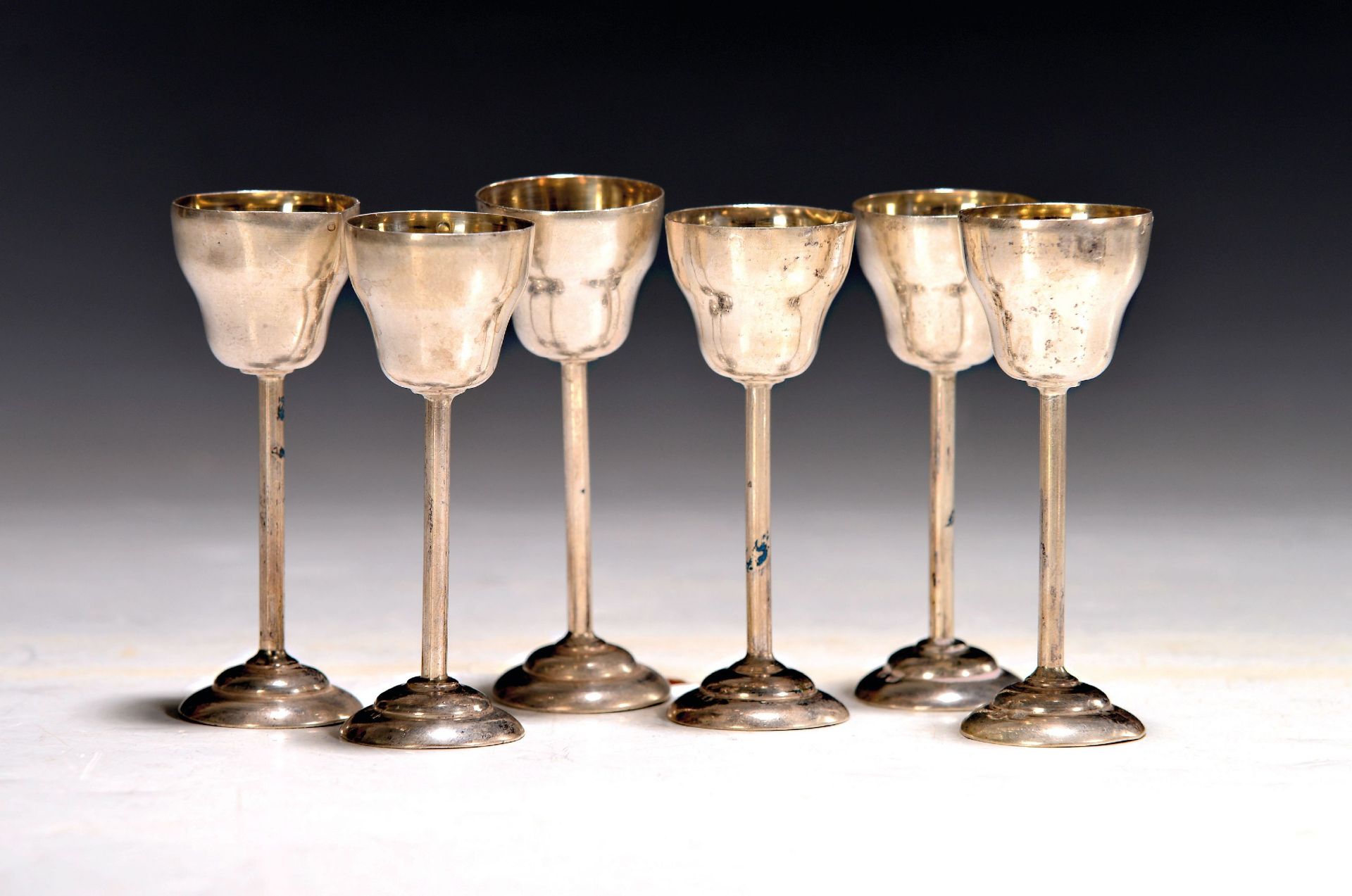 6 Schnapskelche, Polen, wohl Krakau, nach 1920, Silber,