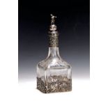 Karaffe mit Silbermontur, deutsch, um 1900, kubischer