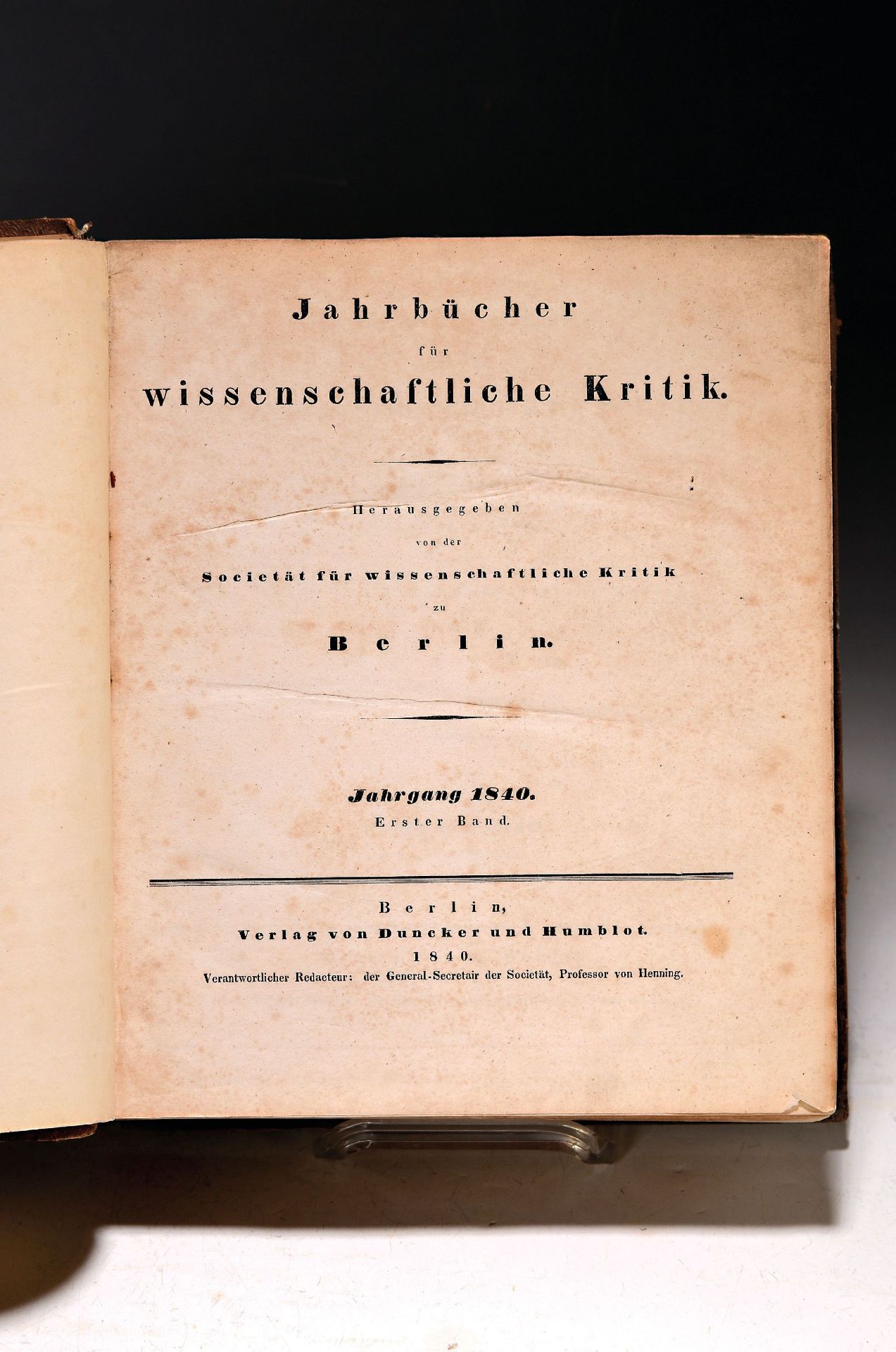 Jahrbücher für wissenschaftliche Kritik, Berlin, hrsg.