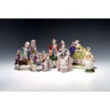 7 Porzellanfiguren, um 1900, Wien, mit Bindenschildmarken: