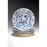 5 Brotteller, Meissen, um 1900, Porzellan, blaues