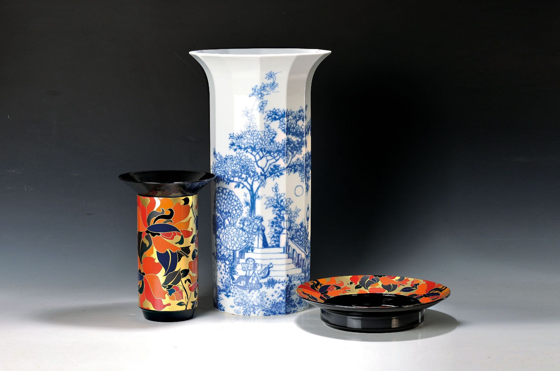 Bodenvase und Vase mit Schale, Rosenthal, Bodenvase