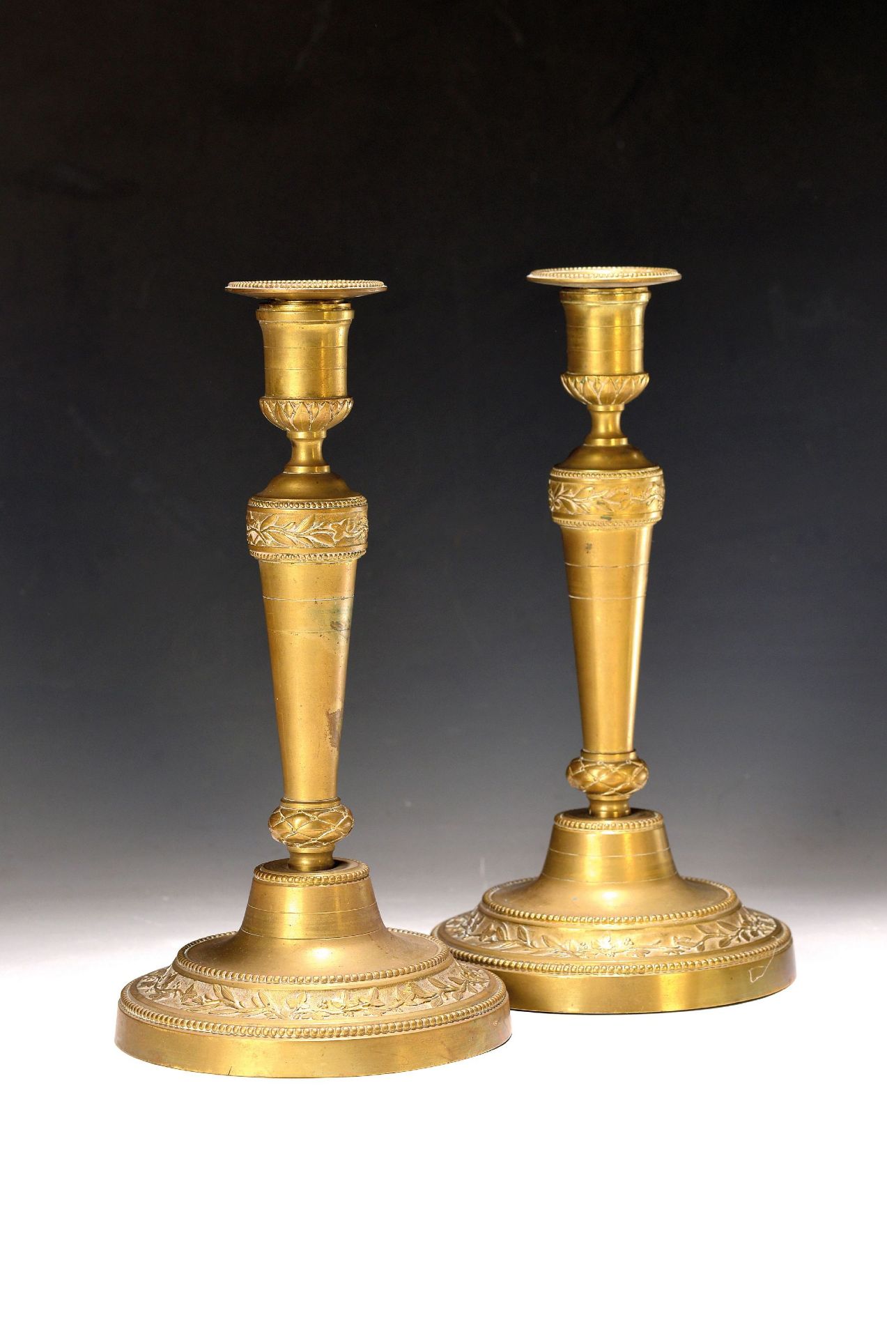 Paar Kerzenleuchter, Frankreich, um 1890, Messing,