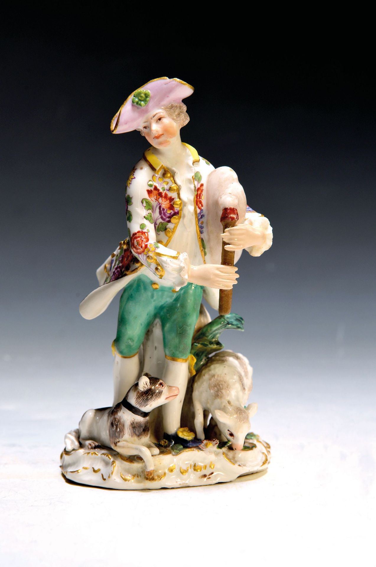 Porzellangruppe, Meissen, um 1750/90 Schäfer mit