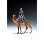 Exotin auf Dromedar, Wiener Bronze, signiert Bergmann,