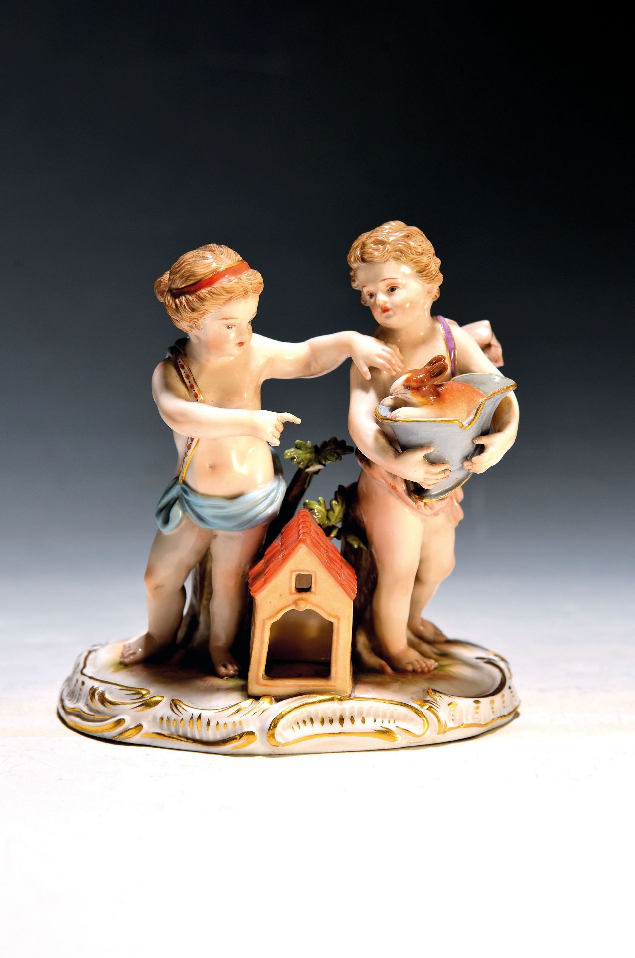 Porzellangruppe, Meissen, um 1850-1924, Puttenpaar mit