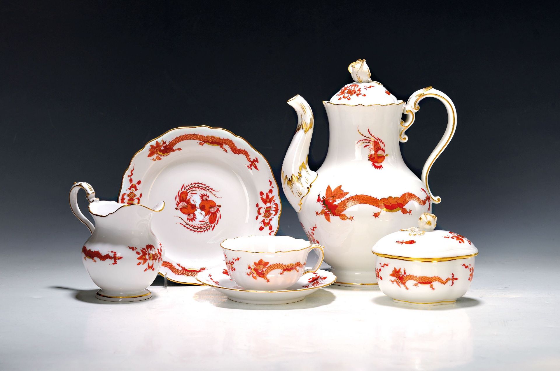 Kaffeeservice, Meissen, 20. Jh., 1. Wahl, Dekor roter