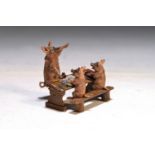 Schweineschule, Wiener Bronze, signiert Bergmann, Lehrer