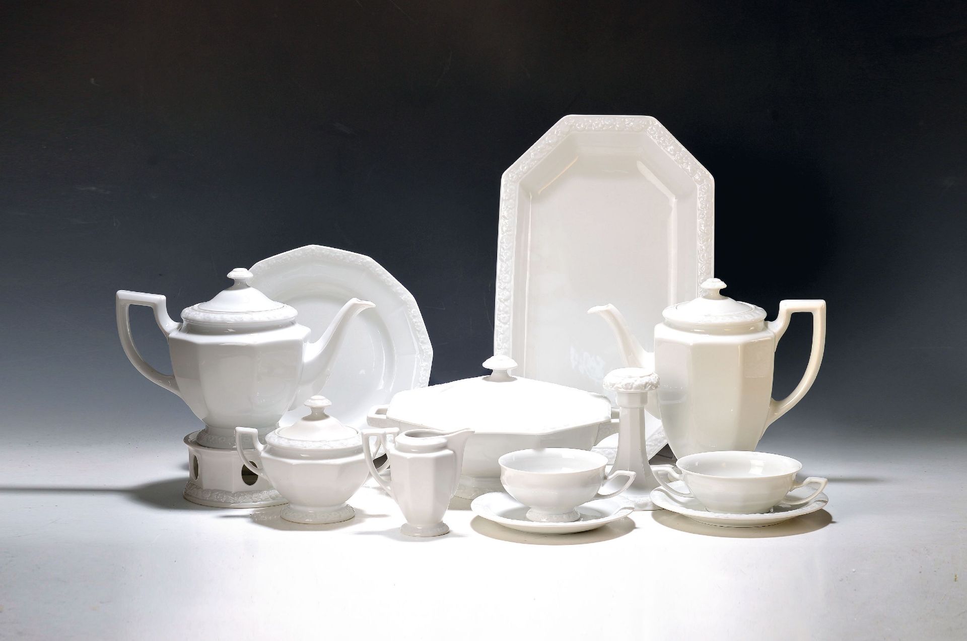 Tafelservice, Rosenthal, Modell Maria weiß, Kaffeekanne,