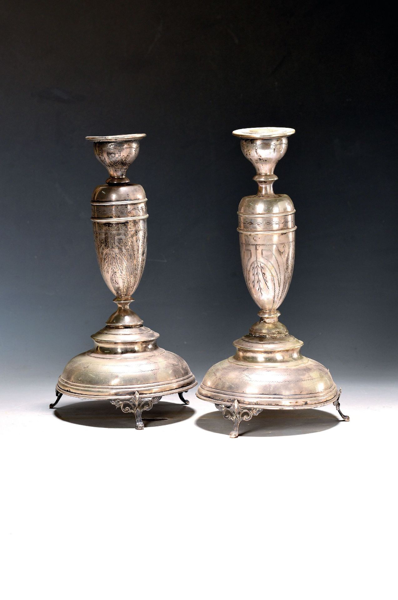 Paar Kerzenleuchter, Österreich, 1867-72, 800er-Silber,