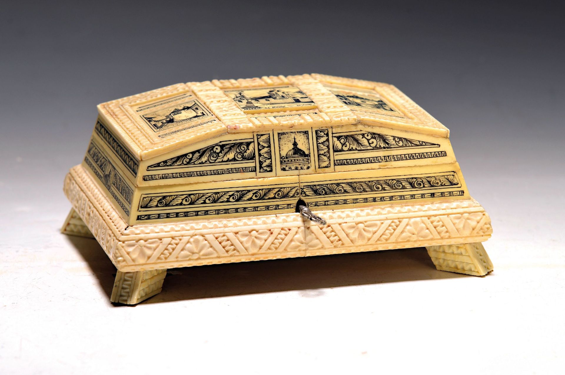 Deckelschatulle/Reisesouvenier, Ecuador, um 1900,