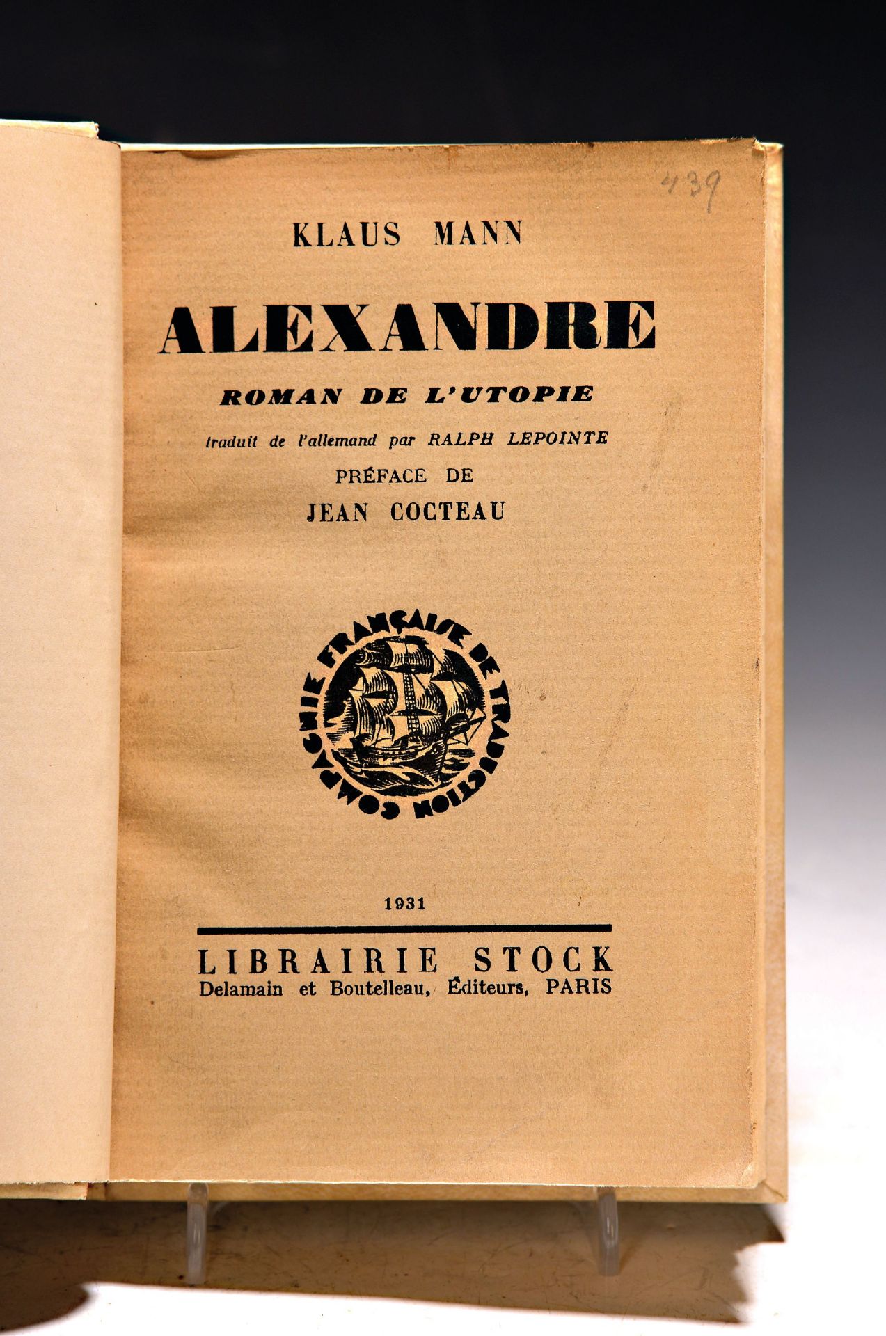 Klaus Mann (1906-1949): Alexandre. Roman de l'Utopie,