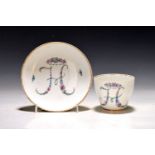 Tasse mit Untertasse, Meissen, 1774-1814, mit gemaltem