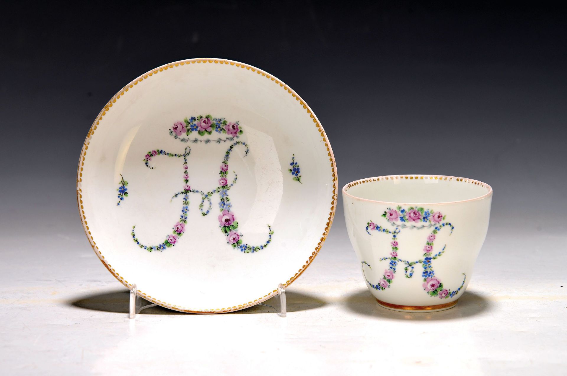 Tasse mit Untertasse, Meissen, 1774-1814, mit gemaltem