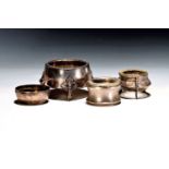 4 Salieren, deutsch, 19.Jh., 3x Silber, 1x WMF, 2x mit