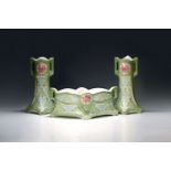 Paar Vasen und eine Jardiniere, K&G Luneville, Frankreich,