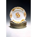 6 Kuchenteller, Meissen, Pfeifferzeit um 1924-33, 1. Wahl,