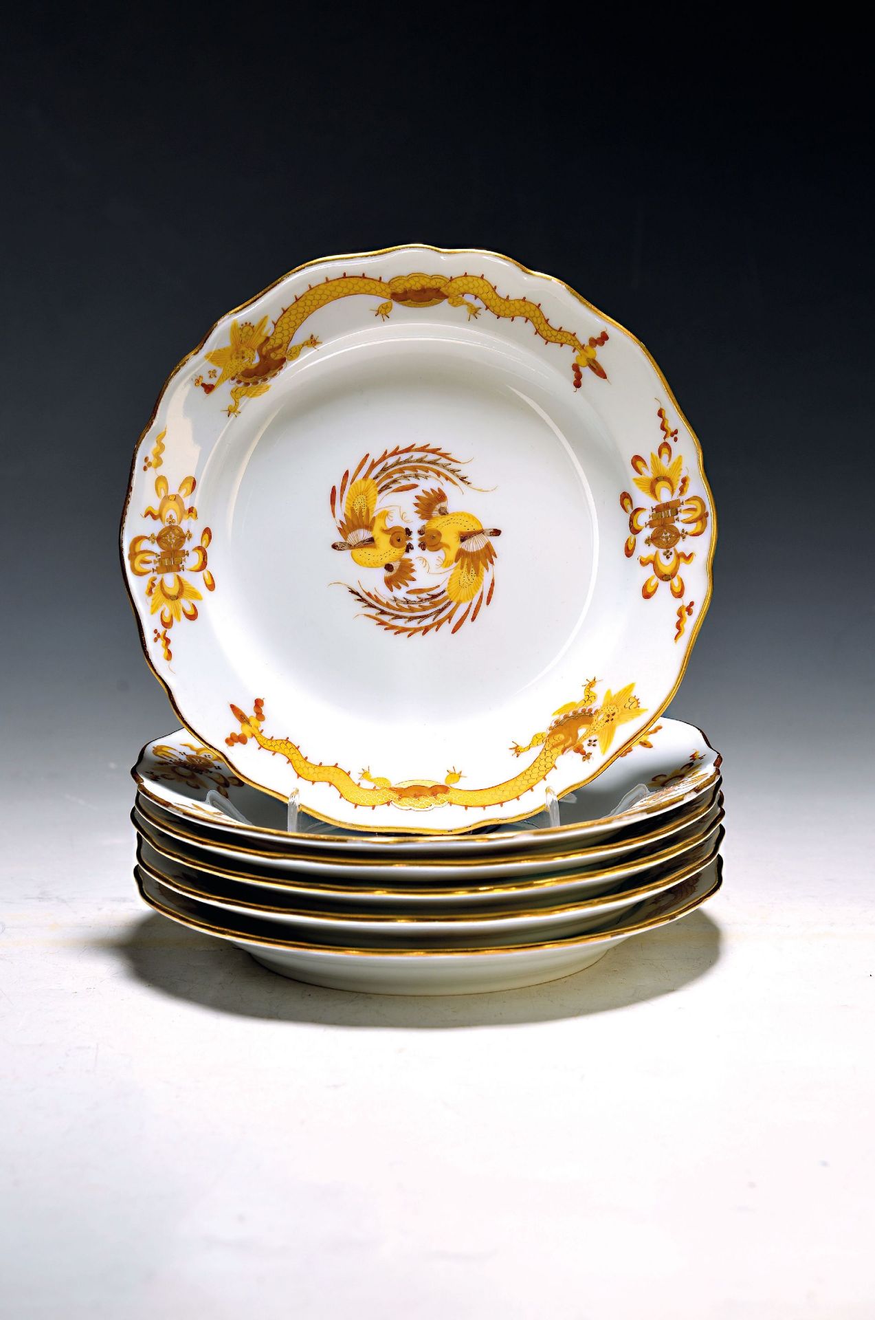 6 Kuchenteller, Meissen, Pfeifferzeit um 1924-33, 1. Wahl,