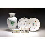 5 Teile Herend, 20. Jh., Porzellan Deckeldose im Art