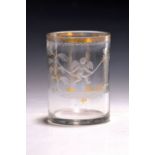 Klassizistischer Becher, um 1800, farbloses Glas,