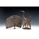 Zwei Bronzefiguren, 20. Jh., Zwei Reiher, Fritz Mehlis, H.