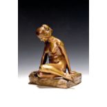 Bronzeskulptur, Otto Berger, Anfang 20.Jh., sitzender