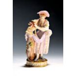 Porzellanfigur, Meissen, um 1880-1924, Schäferin mit Schaf