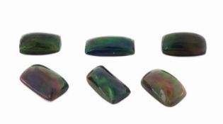 Lot 6 lose Opalcabochons, 17.22 ct, Schwarzopal mit