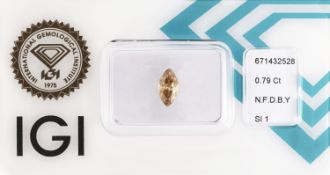 Loser Diamant, Navette, 0.79 ct Natural Fancy Deep Brown