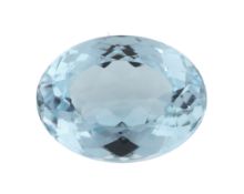 Loser Blautopas (beh.), ca. 12.03 ct, ovalfacett., ca.