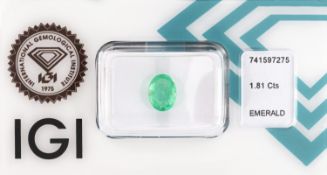 Loser Smaragd, ca. 1.81 ct, ovalfacett., bluish green,