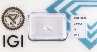 Loser Diamant, 0.90 ct feines Weiß(G)/vs2, facett. Herz,