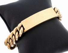 14 kt Gold Identitätsarmband, GG 585/000, hohl gearbeitet,