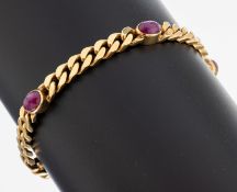 18 kt Gold Rubin-Armband, GG 750/000, 5 ovale