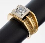 14 kt Gold Diamant-Ring, GG 585/000, Altschliffdiamant ca.