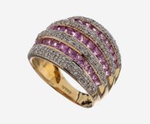 14 kt Gold Saphir-Diamant-Ring, GG