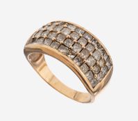 14 kt Gold Diamant-Ring, GG 585/000, 44 Princess Cut