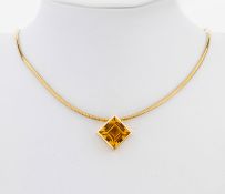 14 kt Gold Citrin-Anhänger, GG 585/000 gepr., facett.