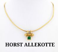 18 kt Gold Smaragd-Brillant-Anhänger, GG 750/000,