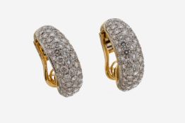 Paar 18 kt Gold Brillant-Ohrcreolen, GG/WG 750/000, 118 in
