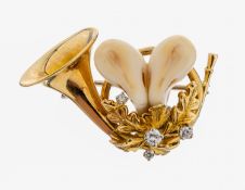 18 kt Gold Grandel-Brillant-Brosche, GG/WG 750/000,
