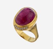 18 kt Gold Turmalin-Brillant-Ring, GG 750/000, ovaler