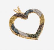 14 kt Gold Diamant-Herzanhänger, GG 585/000, Diamanten