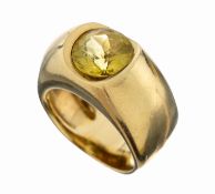 14 kt Gold Heliodor-Ring, GG 585/000, rundfacett. Heliodor