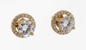 Paar 18 kt Gold Brillant-Ohrstecker, GG 750/000, 2