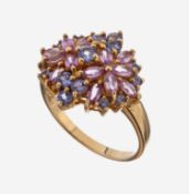 14 kt Gold Saphir-Ring, GG 585/000, floraleGestaltung,