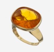14 kt Gold Feueropal-Ring, GG 585/000, facett. Feueropal