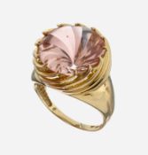 14 kt Gold Morganit-Ring, GG 585/000, runder Morganit im