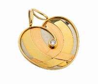 18 kt Gold Brillant-Anhänger, GG/WG/RG 750/000, stil.