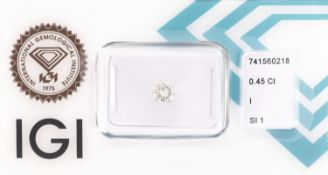 Loser Brillant, 0.45 ct l.get.Weiß(I)/si1, eingeschweißt,